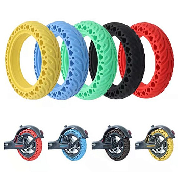 Покрышка литая 8 1/2 х 2.0 Xiaomi M365 YZS сквозная поперечная  перфорация голубая код 0233